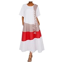 Women's Casual Dresses Summer 2024 Tank Dress Casual Basic Short Sleeve Sundress Long Maxi Dress, S-5XL