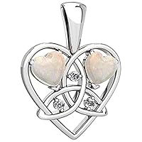 Heart Cut Opal Celtic Trinity Heart Pendant With 18