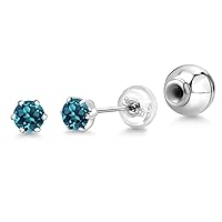 Gem Stone King Pure PT950 Platinum 950 Six Prong 4MM Round Gemstone Birthstone Stud Earrings for Women