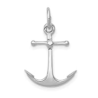 14k White Gold Solid Polished 3 Dimensional Nautical Ship Mariner Anchor Charm Pendant Necklace Measures 20.2x14mm Jewelry for Women