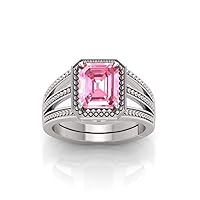 RRVGEM 8.25 Carat Pink Sapphire Gemstone SILVER PLATED Ring Adjustable Ring Size 16-22 for Men and Women