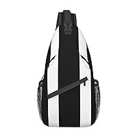 stripes black white Print Cross Chest Bag Sling Backpack Crossbody Shoulder Bag Travel Hiking Daypack Unisex