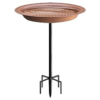 Upgraded 5-Prong Base Bird Bath with Metal Stake, Detachable Decoration Bowl Spa & Freestanding Birdfeeder for Outdoor Garden, Oval Style, Brown