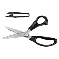 HANDI STITCH Pinking Shears with Snippers - 9 inch/22.86cm Overall Length -  Black Handle Zigzag Fabric Scissors - Razor Sharp Stainless Steel  Dressmaking Scissor for Sewing Tailoring Paper Crafts