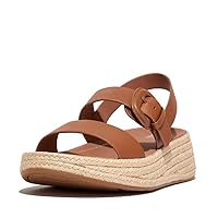 FitFlop Women's F-Mode Espadrille Buckle Leather Flatform Sandals Wedge