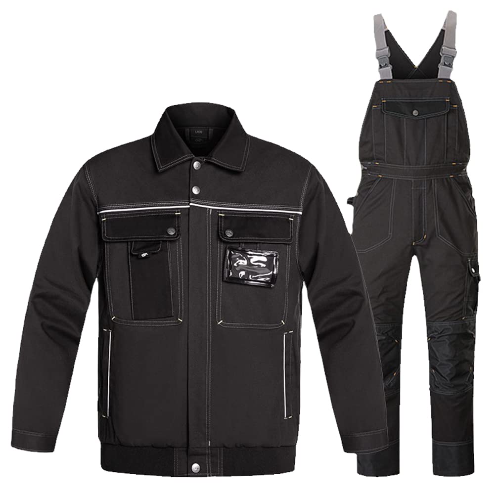 KANG POWER Working Overalls Men Workwear Reflective Work Jacket Men For Welding Cargo Pants Workshop Uniforms Suit