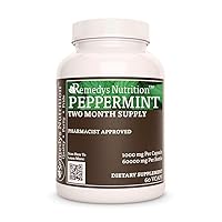 Peppermint Leaf Extract Powder 1,000mg Vegan Capsules Herbal Supplement - Non-GMO, Gluten Free, Dairy Free - Two Month Supply (60 Count)