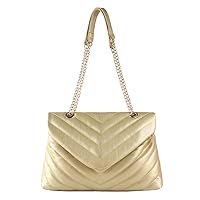 LMKIDS Quilted Crossbody Bags for Women, Trendy Roomy Shoulder Handbags with Flap Gold Hardware Chain Purses Shoulder Bag