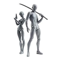 Yookeer Body Kun and Body Chan Dx Set, Gray Drawing Action Figures Female  and Male PVC Drawing Doll Model Figure Human Body with Joints for Artists