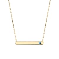 PAVOI 14K Gold Plated Swarovski Crystal Birthstone Bar Necklace | Dainty Necklace | Gold Necklaces for Women |