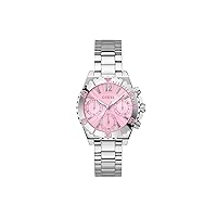 GUESS Women's 38mm Watch - Silver Tone Bracelet Pink Dial Silver Tone Case