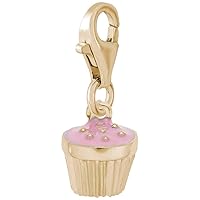 Rembrandt Charms Cupcake Charm with Lobster Clasp, 10K Yellow Gold