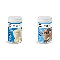 Quest Nutrition Vanilla Milkshake Protein Powder, 24g of Protein, 1g of Sugar, 1.6 Pound, 23 Servings & Cookies & Cream Protein Powder; 20g Protein; 1g Sugar; Low Carb; Gluten Free