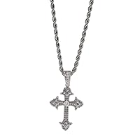 Hip Hop Jewelry Cross Pendant Sweater Necklace for Men Women with Chain Gold Filled Pave CZ Zricon Bling Necklace Rapper Accessories