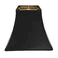 Square Bell Hardback Parchment Lamp Shade, HB-628-16BLK/GL, Black/Gold, 8 x 16 x 12.5