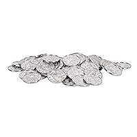 Beistle 100 Piece Silver Embossed Plastic Coins for Western Casino and Pirate Theme Treasure Chest Party Favors, 1.5