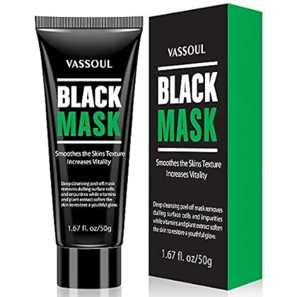 Vassoul Blackhead Remover Mask, Peel Off Blackhead Mask - Deep Cleansing Black Mask, Bamboo Activated Charcoal Peel-Off Mask (V002)