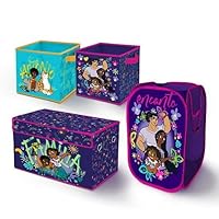 Idea Nuova Disney Encanto 4 Piece Kids Room Collapsible Storage Set with Trunk,Pop Up Hamper and 2 Cubes