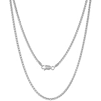 Sterling Silver 2mm Spiga Wheat Chain Necklaces & Bracelets for Women & Men Nickel Free Italy 7-30 inch