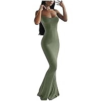 XJYIOEWT Long Beach Dress with Sleeves,Women's Solid Color Dress Bodysuit Sling Dress Slim Long Home Dress Elegant Women