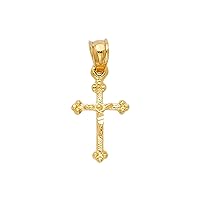14KY Religious Crucifix Pendant | 14K Yellow Gold Christian Jewelry Jesus Pendant Locket For Women Men | 13 mm x 9 mm Gold Chain Pendants | Weight 0.6 grams