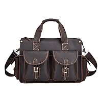 Men's Genuine Leather Briefcase Handbags Crazy Horse Leather Hand Bag Thick Real Leather Shoulder Bag