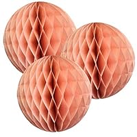 Pack of 3 Paper Honeycomb Balls for Party Decorations Wedding Birthday Christmas Parties (Peach, 6