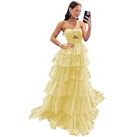 Sparkly Sequin Prom Dresses for Teens Tiered Corset Tulle Princess Dress Halter Cut Out Party Gown BD513