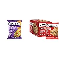 Quest Tortilla Protein Chips, Loaded Taco, Gluten Free, Pack of 12 & Peanut Butter Chocolate Chip Protein Cookies, Keto, Pack of 1 Bundle