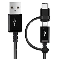 Dual MicroUSB + USB-C Switch Cable Compatible with AT&T Cingular Flip M3620 Provides All Around True USB Fast Quick Charging Speeds! (Black)