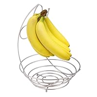 Home Basics Satin Nickel Fruit Bowl with Banana Tree