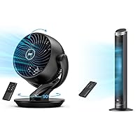 Dreo Table Fans for Home Bedroom, 9 Inch Quiet Oscillating Floor Fan with Remote, Air Circulator Fan & Tower Fans for Home, 90° Oscillating Fans, 40 Inch Quiet Bladeless Standing Floor Fan