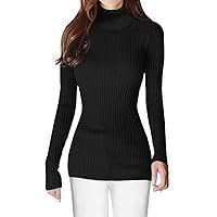 v28 Mock Neck Ribbed Sweaters for Women Cute Sexy Knitted Warm Fitted Fashion Pullover Sweater