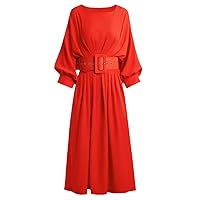 Spring Long Maxi Dress for Women Elegant Women's Dress Lantern Sleeve Aline Casual Holiday Party Robe