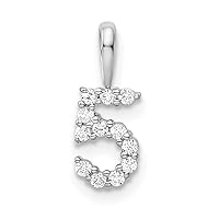 14k White Gold Diamond Sport game Number 5 Pendant Necklace Measures 13.53x5.13mm Wide 1.79mm Thick Jewelry for Women