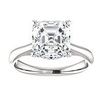 Moissanite Star Solitaire Moissanite Ring Asscher 2CT, Moissanite Engagement Ring/Moissanite Wedding Ring/Moissanite Bridal Ring Set 925 Sterling Silver Perfact for Gift Or As You Want