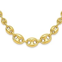 14.2mm 925 Sterling Silver Gold tone Hollow Graduated Marina Link Necklace 17 Inch Jewelry for Women