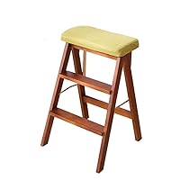 Wooden Step Stool,2-Step Folding Step Stool Ladder,Woodgrain Finish, Lightweight and Portable Stool for Kitchen, Garage, Home Use, Anti-Slip Wide Pedals