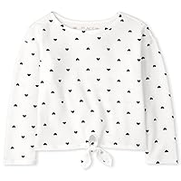 The Children's Place Girls' Long Sleeve Heart Print Tie Front Thermal Top