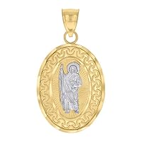 10k Two tone Gold Mens St. Jude Religious Charm Pendant Necklace Measures 27.9x14.9mm Wide Jewelry Gifts for Men