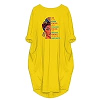 WbJetr Black Woman Beautiful Magic Printed Loose Pocket Oversize Tunic T-Shirt Dress