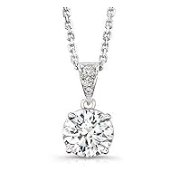 0.54 ct Ladies Round Cut Diamond Solitaire Pendant in 18 kt. With 16” Chain In 14 Karat White Gold