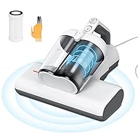 Mattress Vacuum Cleaner, 450W Powerful Handheld Bed Vacuum with High Beating Roller Brush, True HEPA Filter, XL Dual Dust Cup for Deep Cleaning of Dust & Pet Hair, UV810