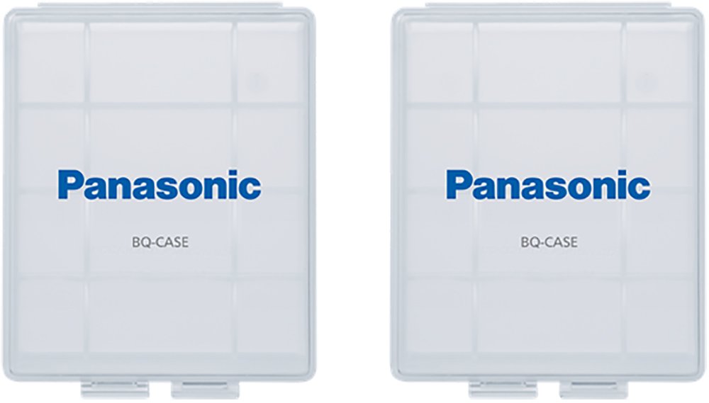 Eneloop Panasonic BQ-CASE2SA Battery Storage Cases with 4AA or 5AAA Battery Capacity, Clear, Pack of 2
