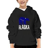 Unisex Youth Hooded Sweatshirt Bear Flag Of Alaska Cute Kids Hoodies Pullover for Teens