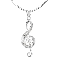 Vinani Treble Clef Pendant Shiny with White Cubic Zirconia Sterling Silver 925 Italy Number S
