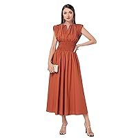 Fall Dresses for Women 2023 Notched Neckline Shoulder Pad A Line Long Dress