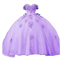 2024 Glitter Fabric Off The Shoulder Quinceanera Dresses Ball Gown 3D Floral Flowers Lace with Sleeves Prom Formal Dress
