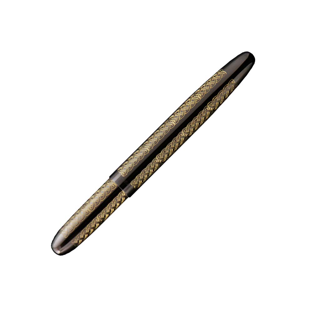 Titanium-Nitride Bullet Space Pen with Mechanically Engraved Design (Black- Celtic)