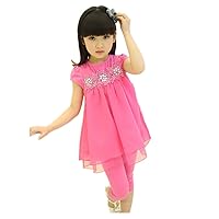 Girls Top Princess Dress with Middle Pants,Two-Pieces Sets